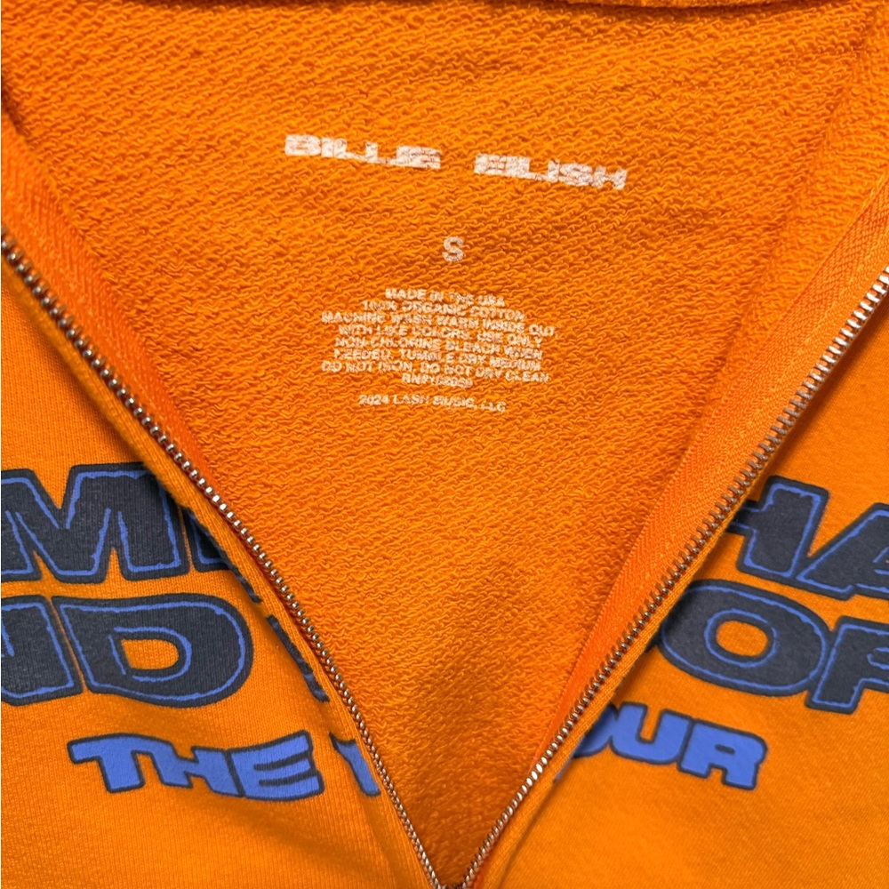 Billie Eilish Orange Graphic Zip-Up Hoodie
